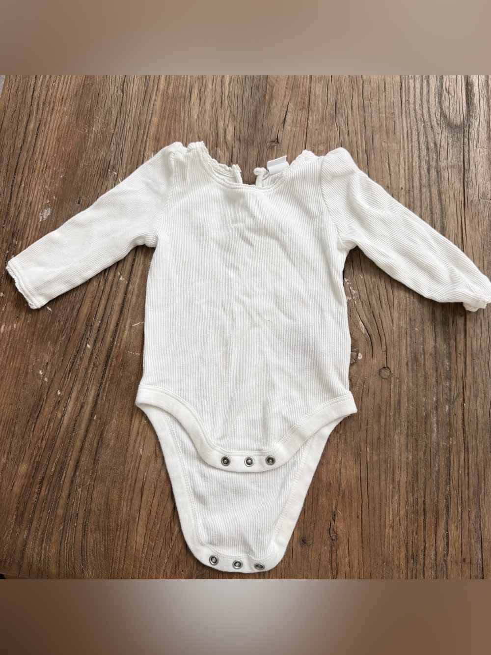 GAP Ivory Ribbed Long-Sleeve Baby Bodysuit